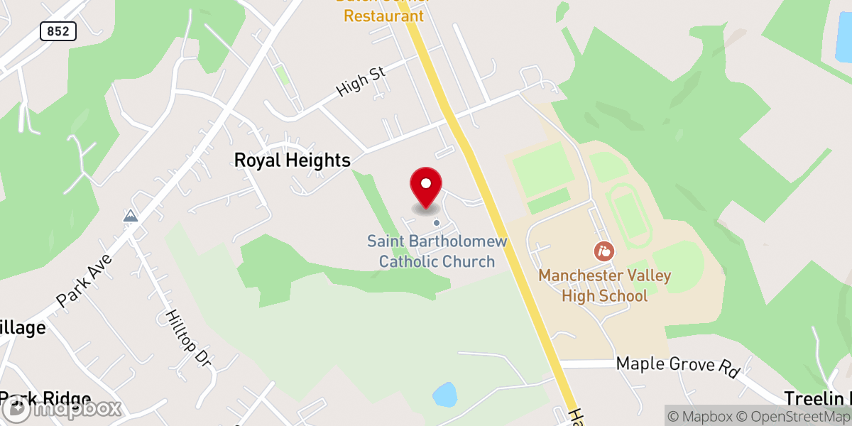 Map showing location of Saint Bartholomew Catholic Church