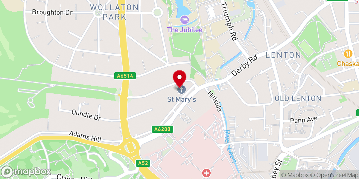 Map showing location of St. Mary's Wollaton Park