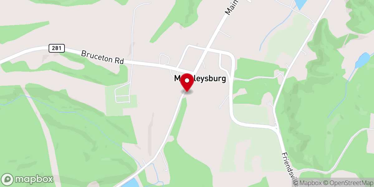 Map showing location of Markleysburg Union Church of God