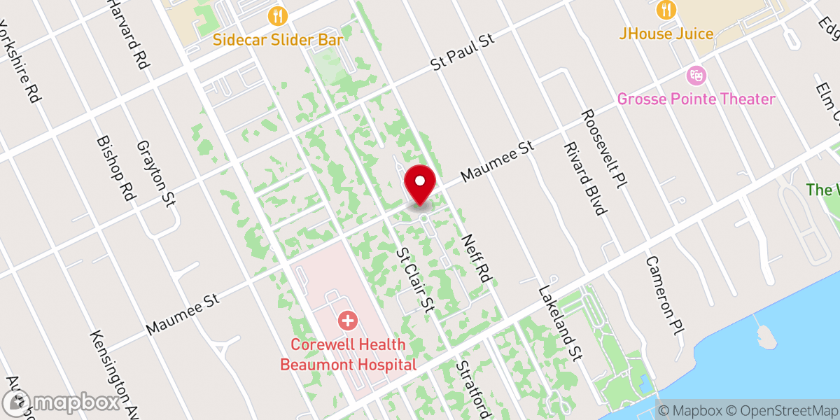 Map showing location of Grosse Pointe Unitarian Church
