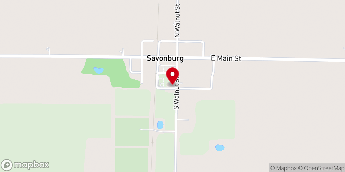 Map showing location of Savonburg Bible Church