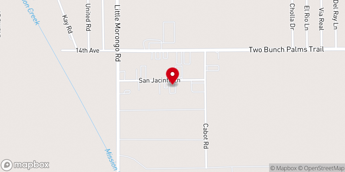 Map showing location of First Pentecostal Church of the Coachella Valley