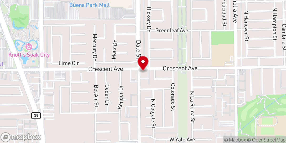 Map showing location of Anaheim Christian Reformed Church