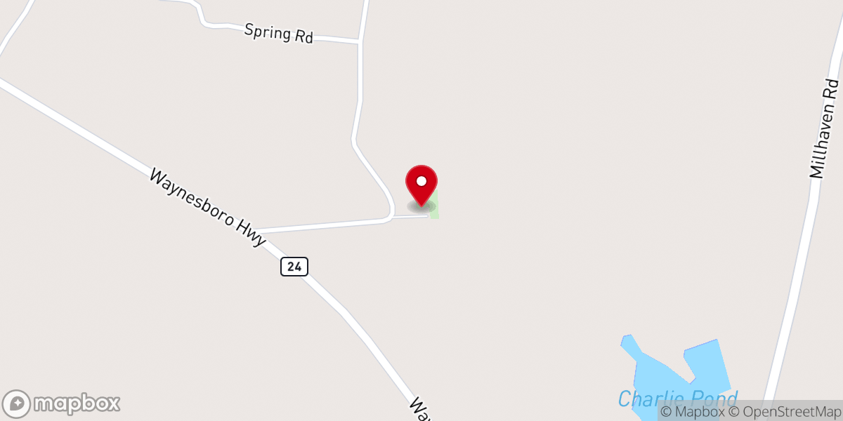 Map showing location of Lovett Hill Baptist Church