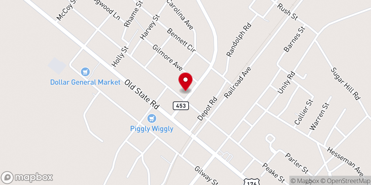 Map showing location of Holly Hill Methodist