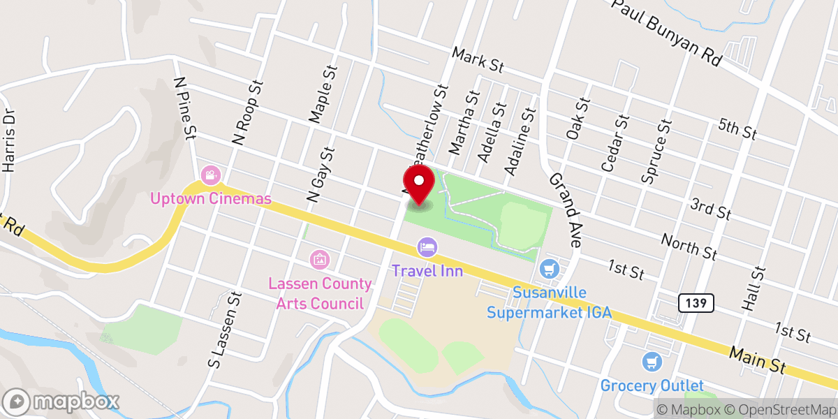 Map showing location of Susanville Community Center