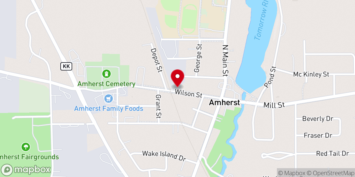 Map showing location of Amherst Bible Church