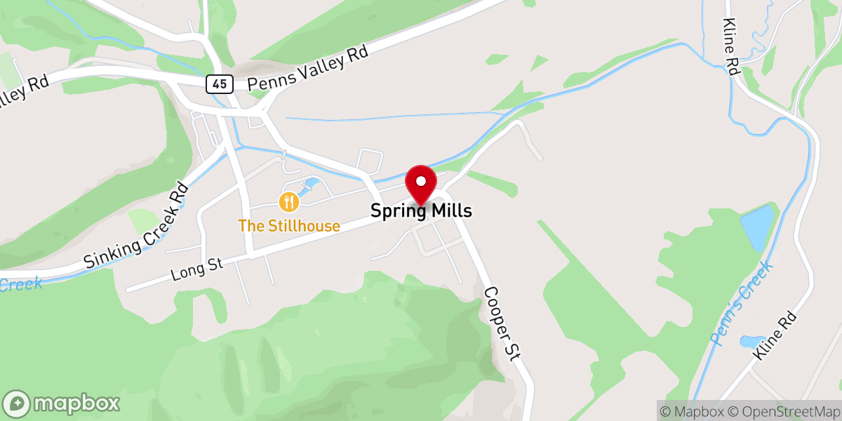 Map showing location of Spring Mills