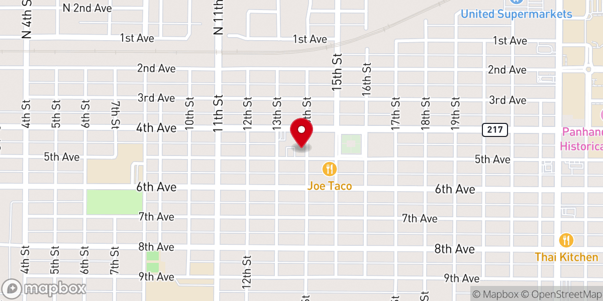 Map showing location of First United Pentecostal Church