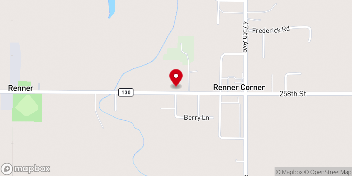 Map showing location of Renner Lutheran Church