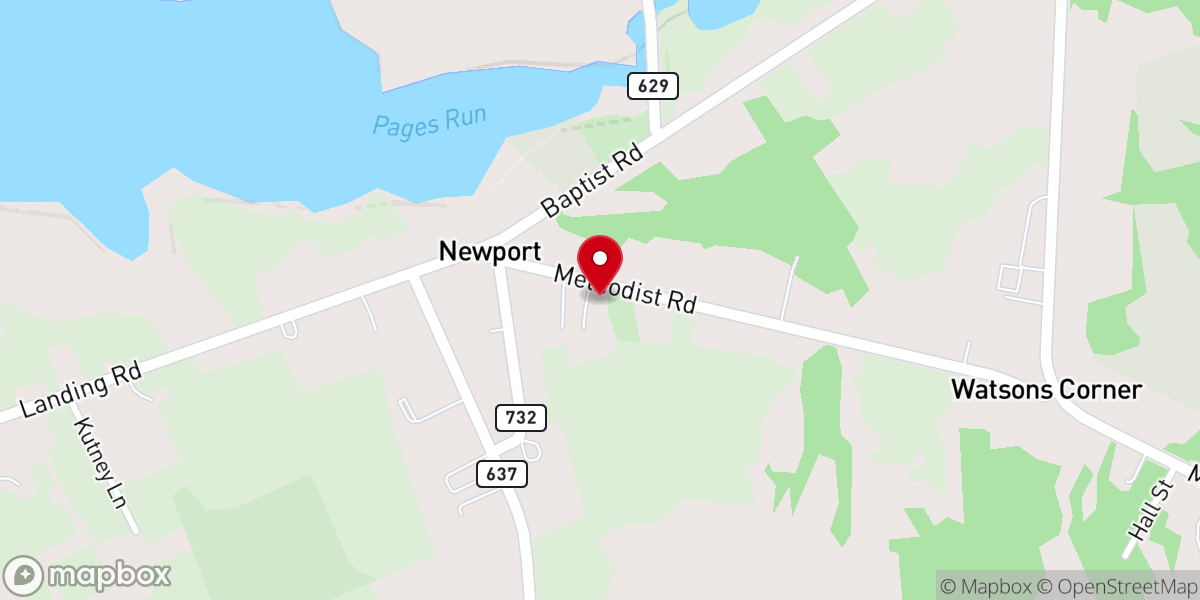 Map showing location of Newport United Methodist Church