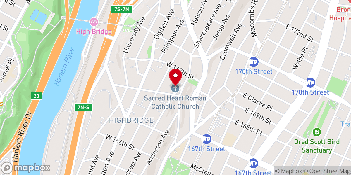 Map showing location of Sacred Heart Catholic Church