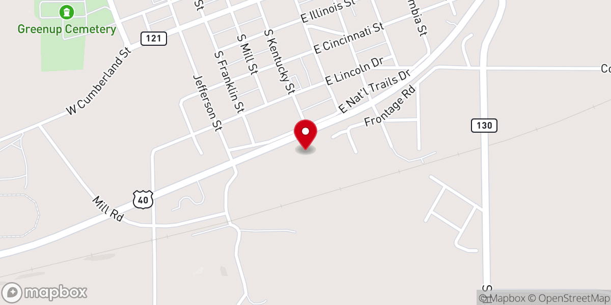Map showing location of Greenup First Southern Baptist Church