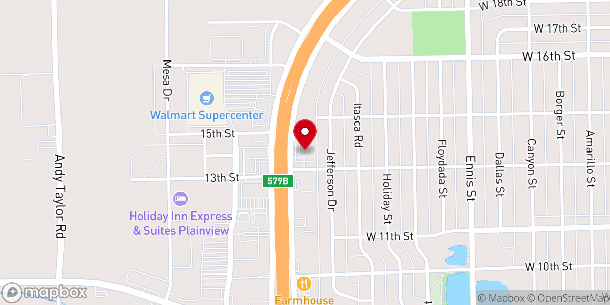 Map showing location of Plainview First Assembly of God