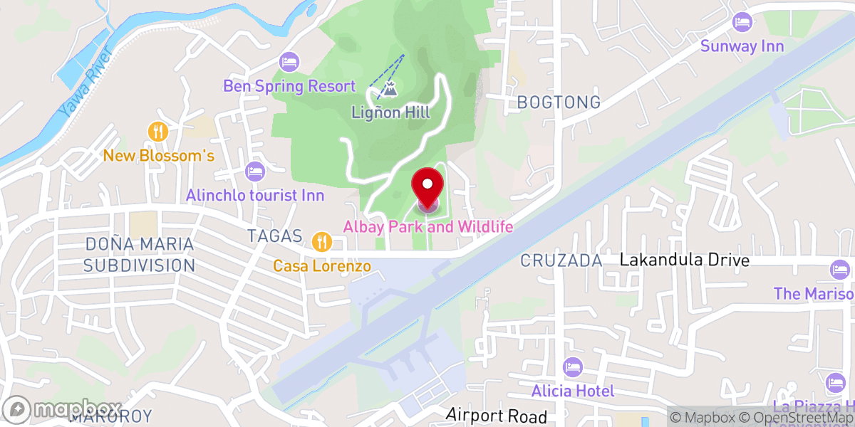 Map showing location of Albay Park & Wildlife