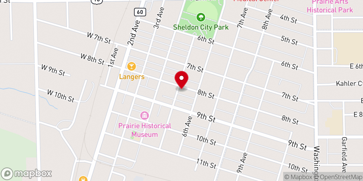 Map showing location of Faith Community Church of Sheldon