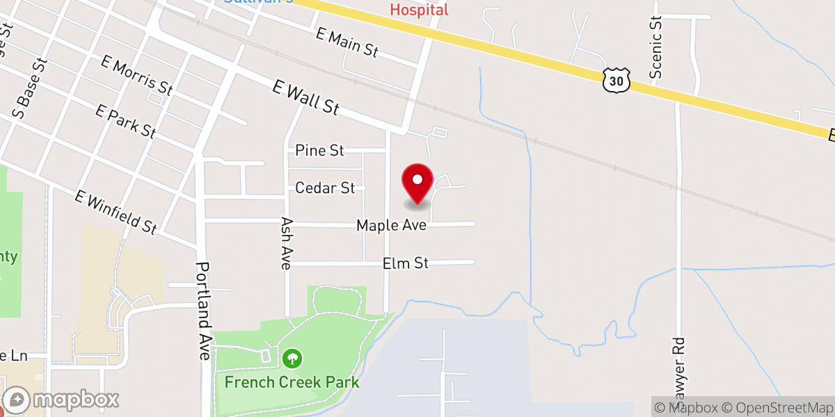Map showing location of First Baptist Church
