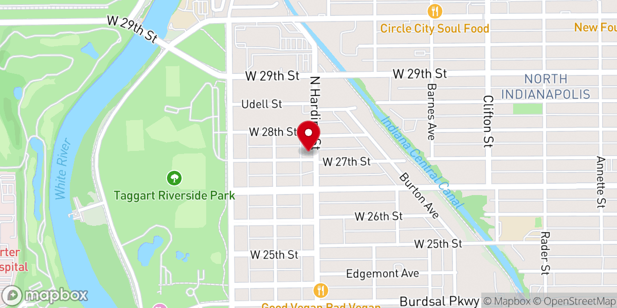 Map showing location of Harding Street Church of God