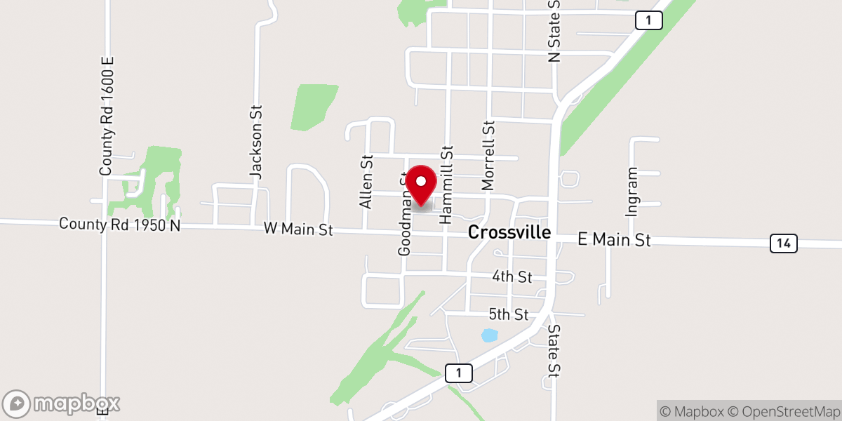 Map showing location of Crossville United Methodist