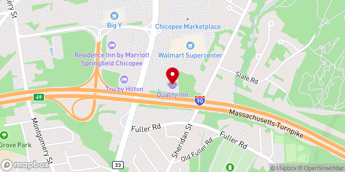 Map showing location of Quality Inn Chicopee-Springfield