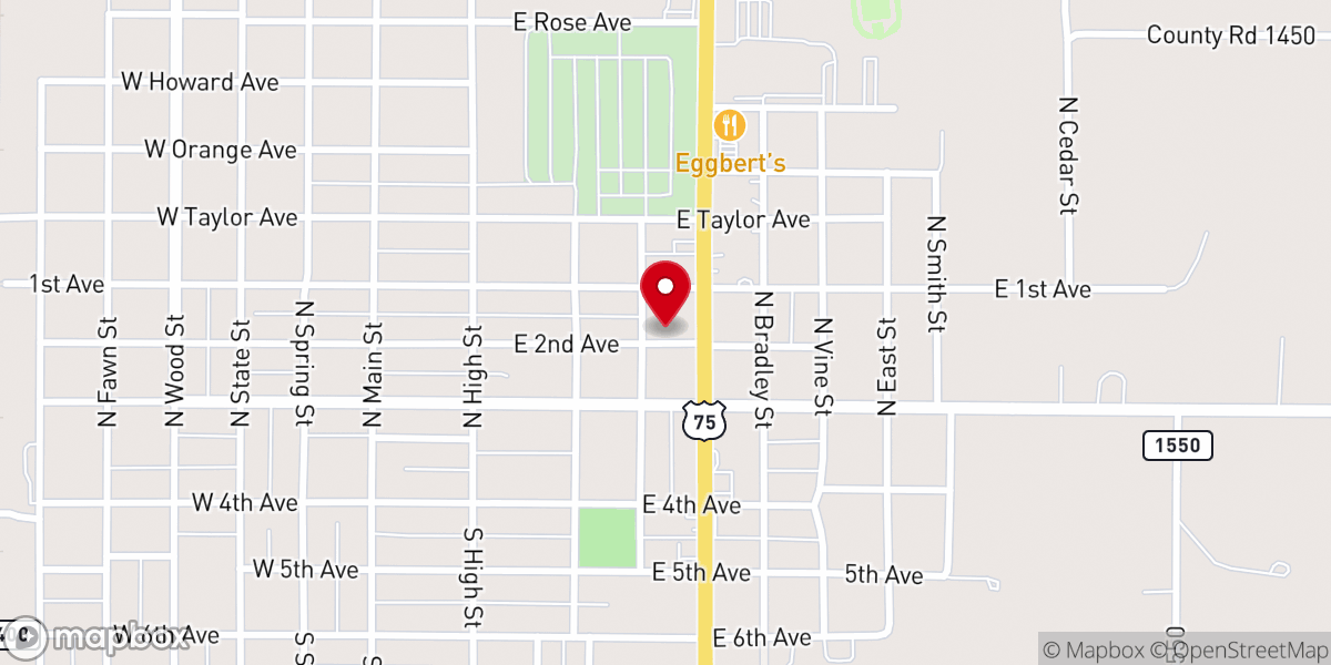Map showing location of Assembly of God Church