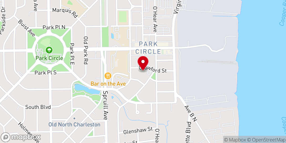 Map showing location of Cooper River Baptist Church