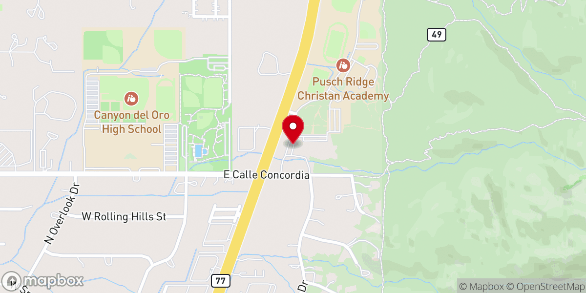 Map showing location of Canyon del Oro Bible Church