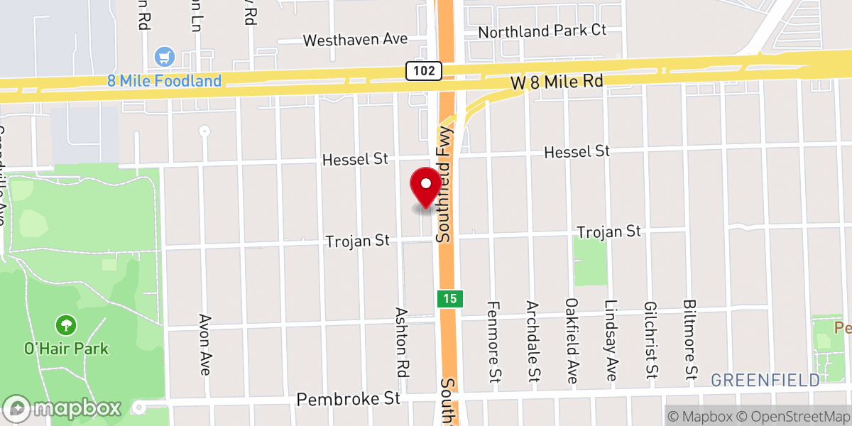 Map showing location of Greater Olivet Missionary Baptist Church