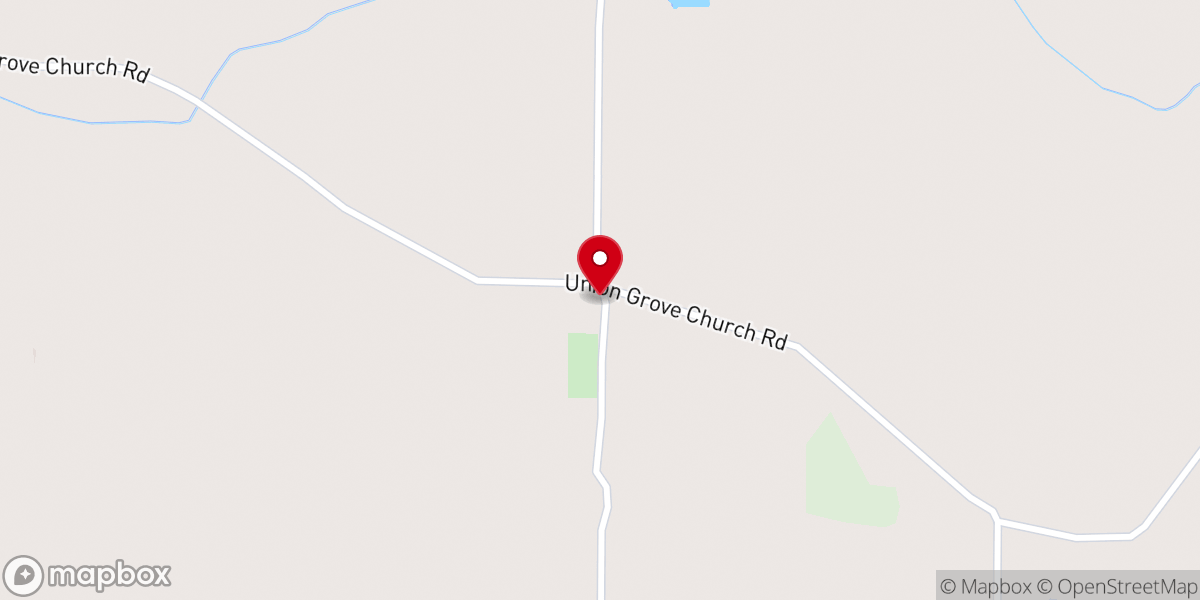 Map showing location of Union Grove Baptist Church