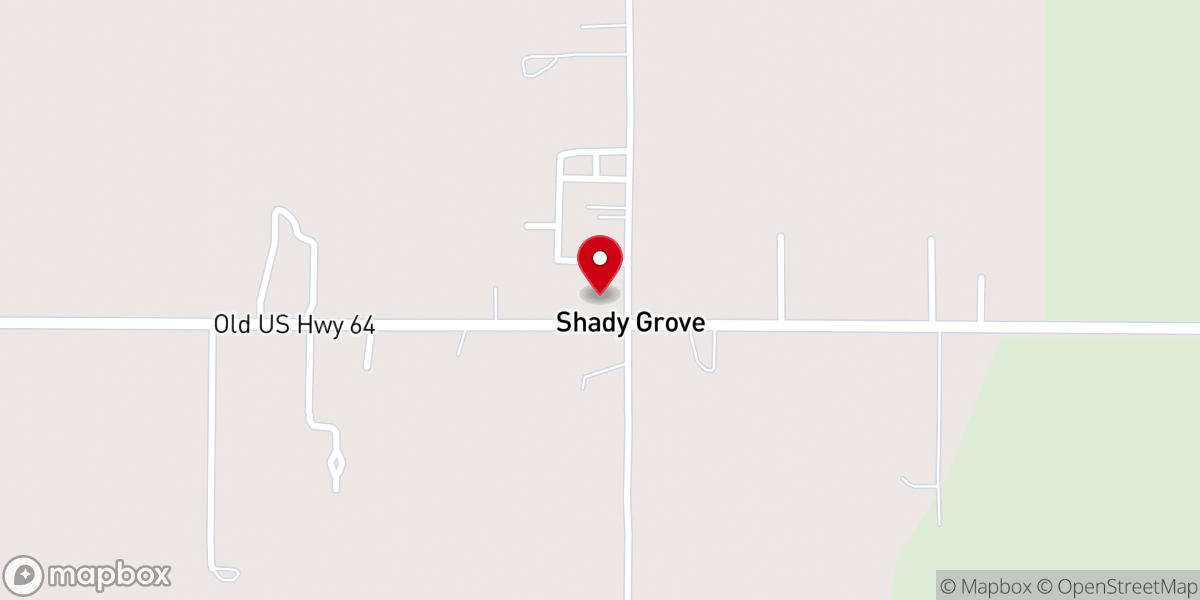 Map showing location of Shady Grove Baptist Church