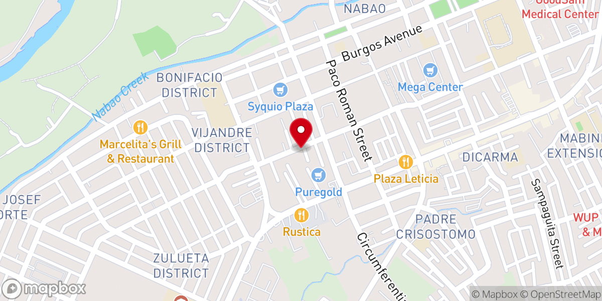 Map showing location of Catholic church