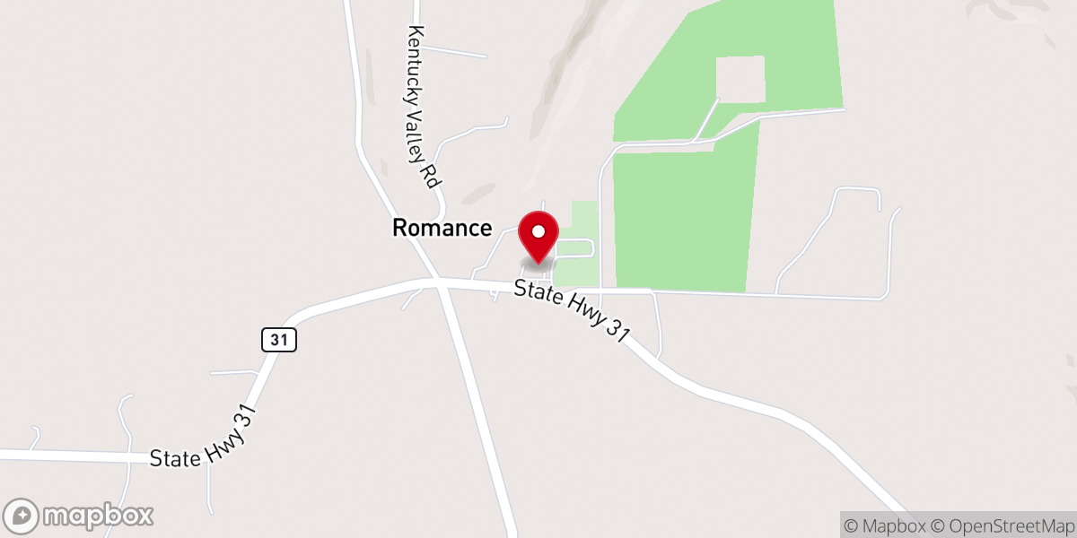 Map showing location of Romance Church of Christ