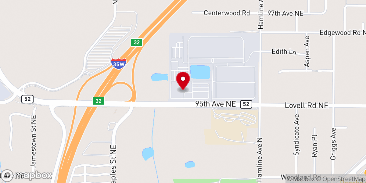 Map showing location of Eagle Brook Church in Blaine, MN