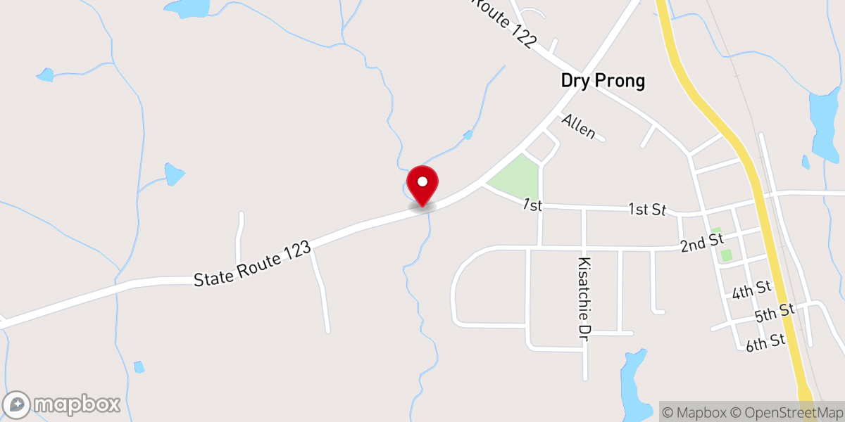 Map showing location of Hope Church of Dry Prong