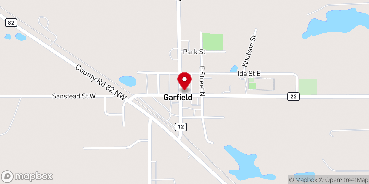 Map showing location of Garfield City Hall & Community Center