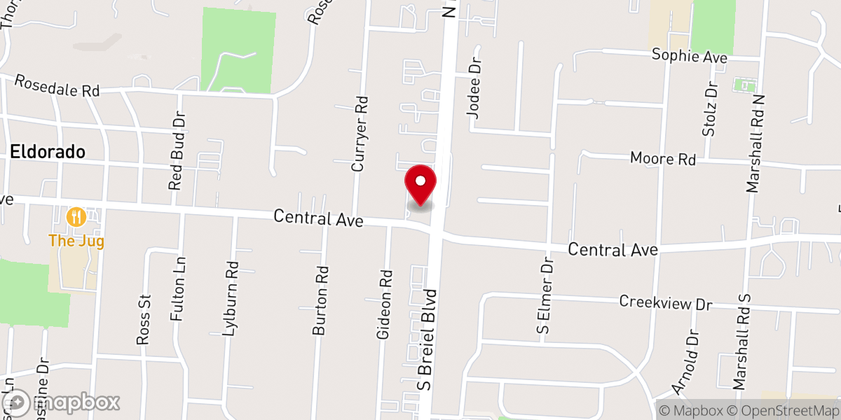Map showing location of New Hope Lutheran Church
