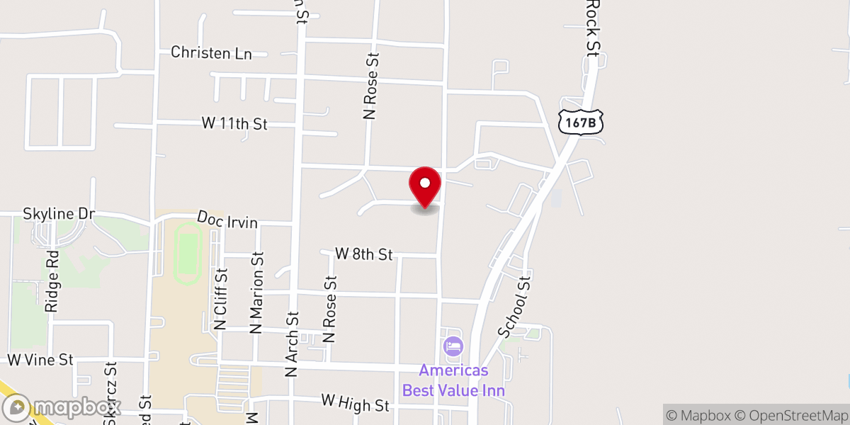 Map showing location of Sheridan Church of Christ