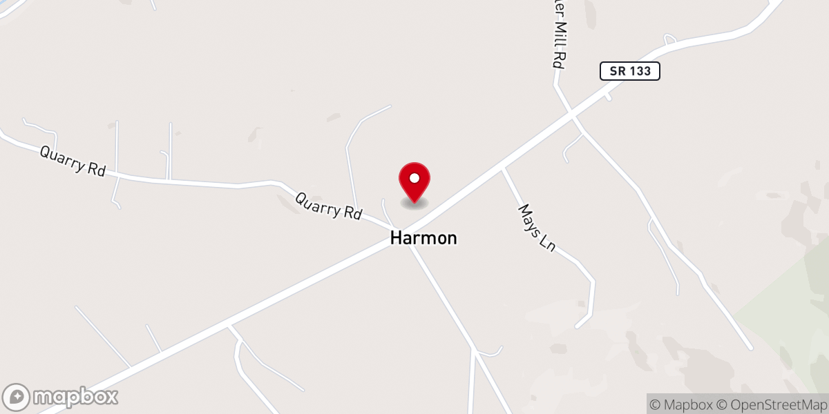 Map showing location of Harmon's Chapel Christian Church