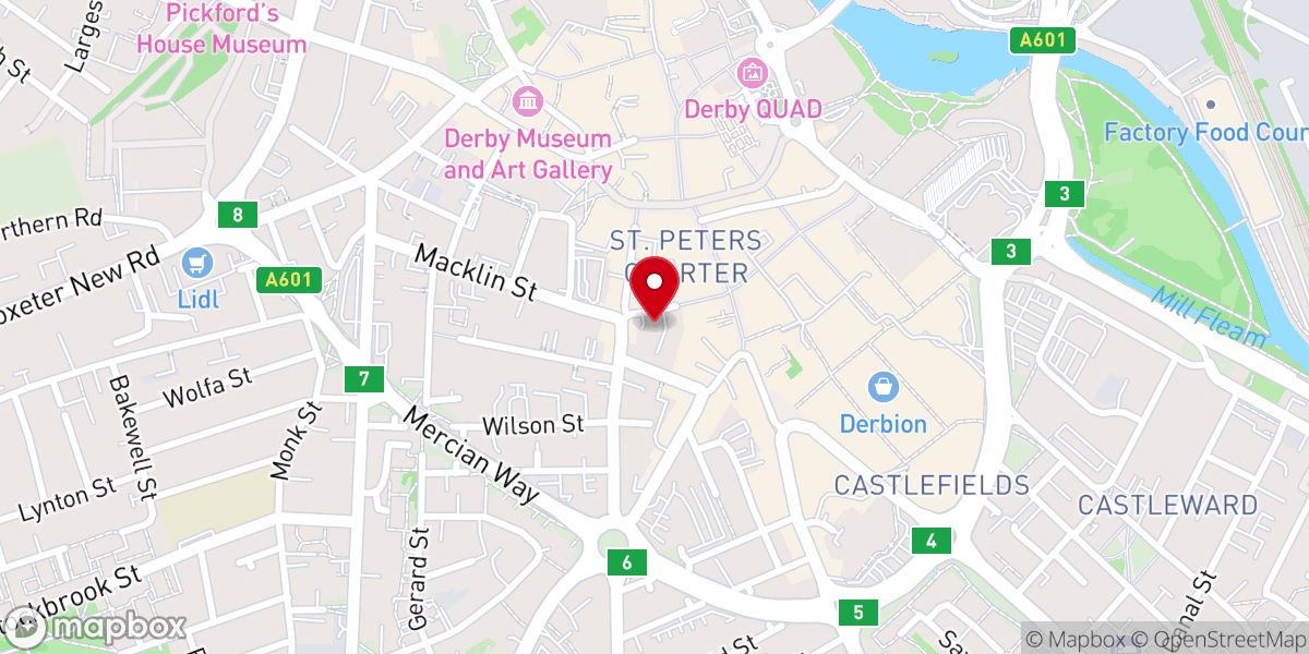Map showing location of Potters House Christian Fellowship Church Derby