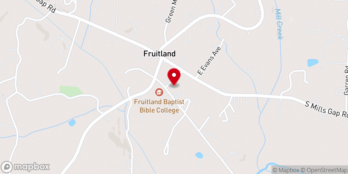 Map showing location of Fruitland Baptist Church