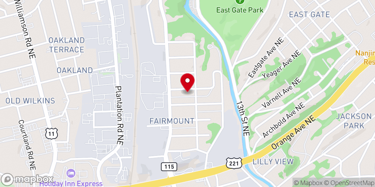 Map showing location of Blue Ridge Church of Christ