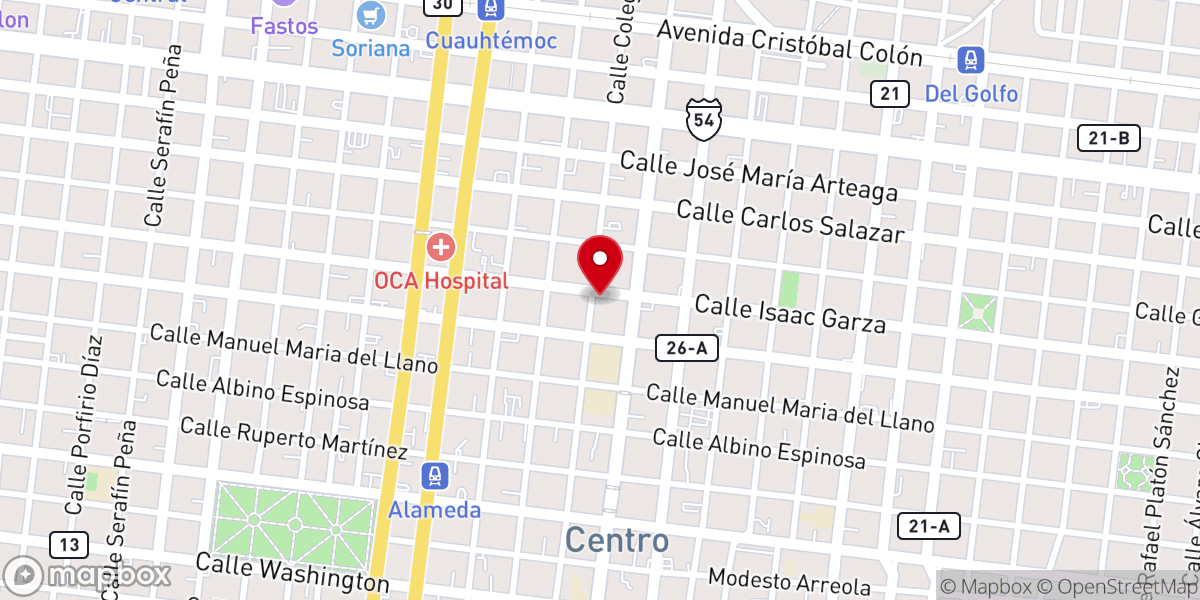 Map showing location of Iglesia de Cristo de Monterrey, A.R.