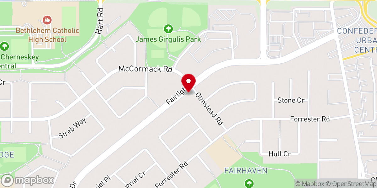 Map showing location of Fairhaven Bible Chapel