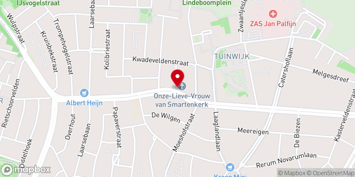 Map showing location of Onze lieve vrouw van Smarten Kerk