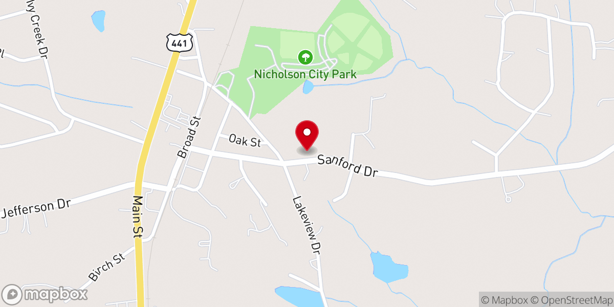 Map showing location of Nicholson Pentecostal Holiness Church
