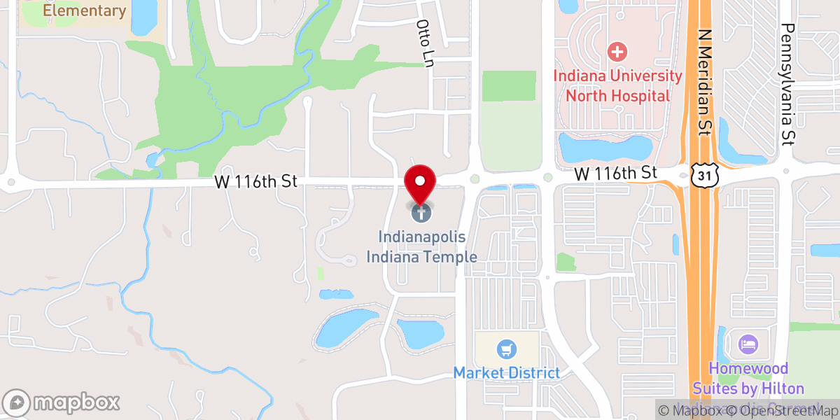 Map showing location of Indianapolis Indiana Temple