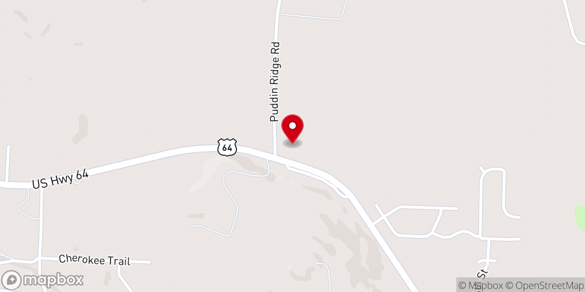 Map showing location of Ozark Free Will Baptist Church