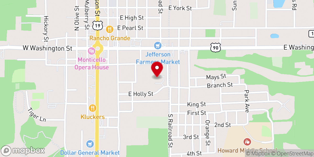 Map showing location of Monticello Church-God-Christ