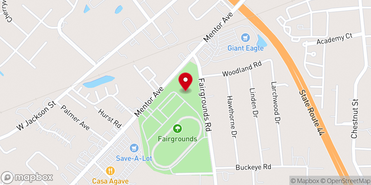 Map showing location of Lake County Fairgrounds