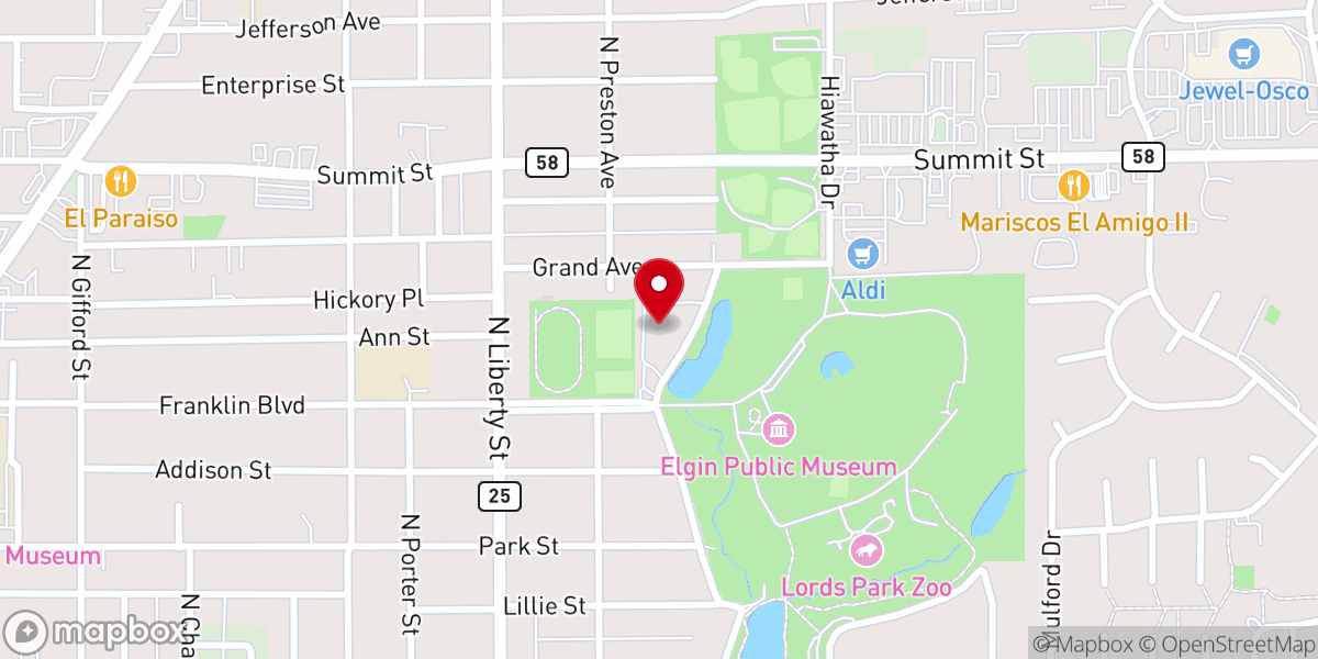 Map showing location of R Church Elgin